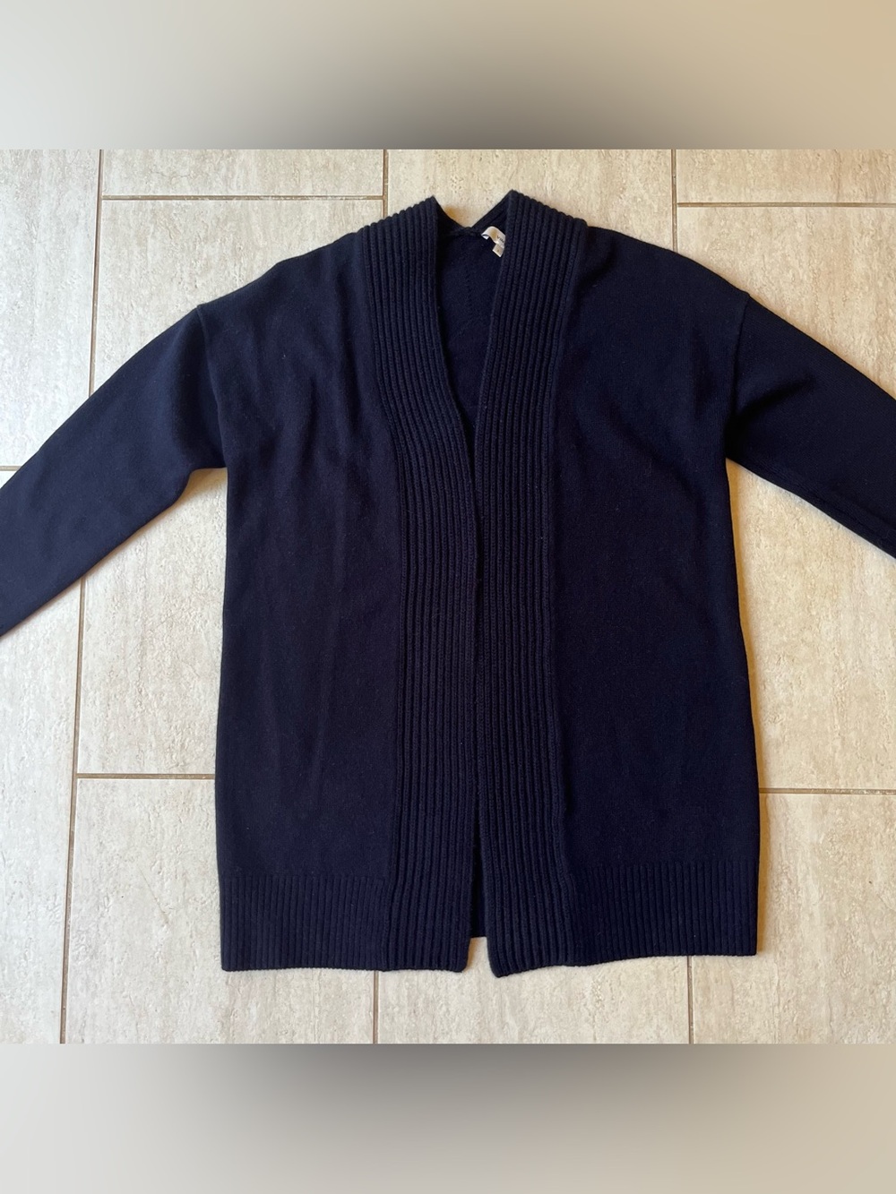 Vince Navy Cashmere Wool Open Cardigan | Quiet Luxury Minimalist Sweater